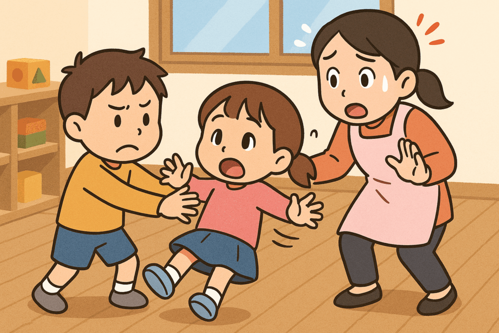 保育園で園児を押す発達特性の例